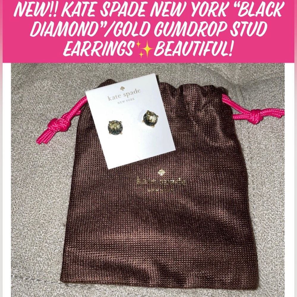 New!! Kate Spade New York “Black Diamond”/Gold Gumdrop Stud Earrings✨Beautiful